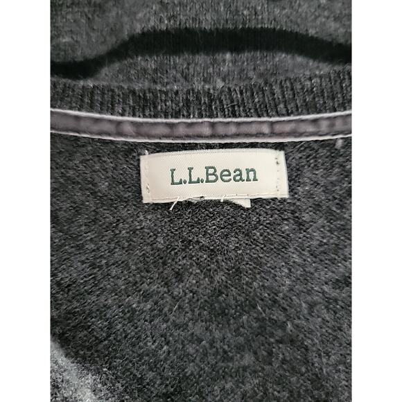 L.L.Bean 100% Cashmere V-Neck Sweater Men M Charcoal Gray Stripe Classic Office - Picture 11 of 12